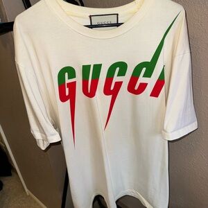 Gucci Cream Tee with Red and Green Graphic